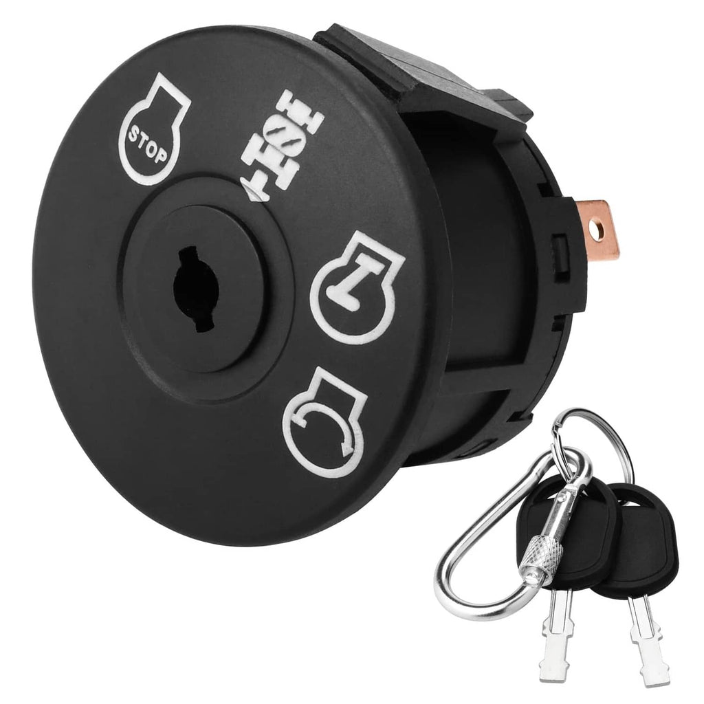 Black 4-position ignition switch with key and two key rings