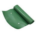 Green plastic downspout extender elbow with rolled end and two fastening holes