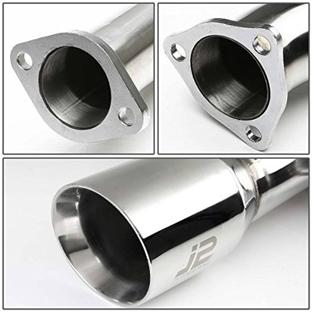 Stainless steel exhaust flange and round inlet/outlet pipe section close-up