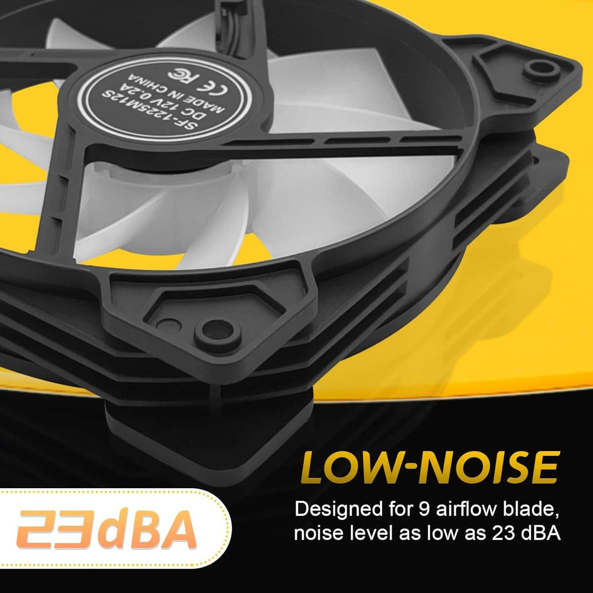 120mm ARGB PWM case fan with white blades and black mounting frame