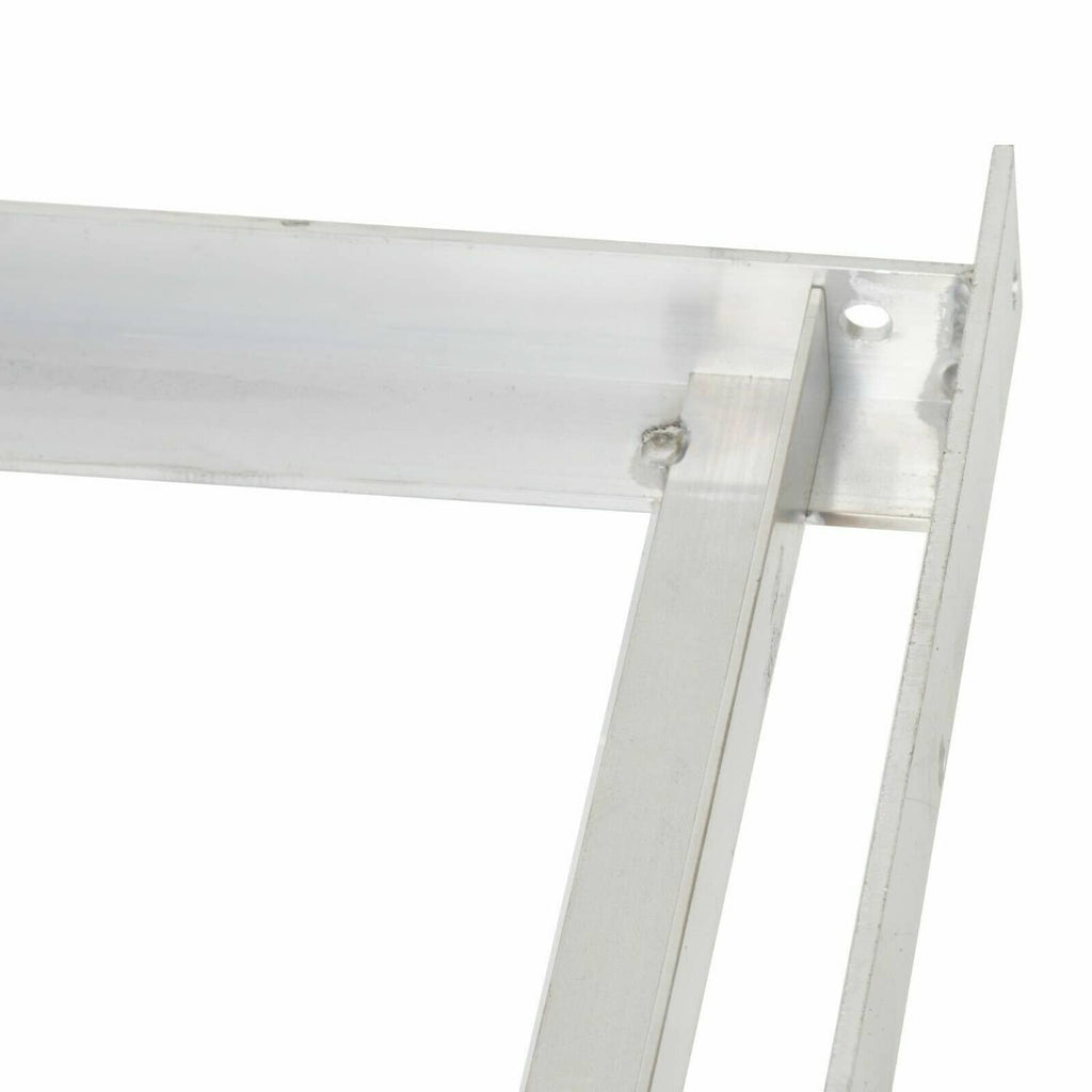 Aluminum battery tray frame close-up, side rail junction and fastener area