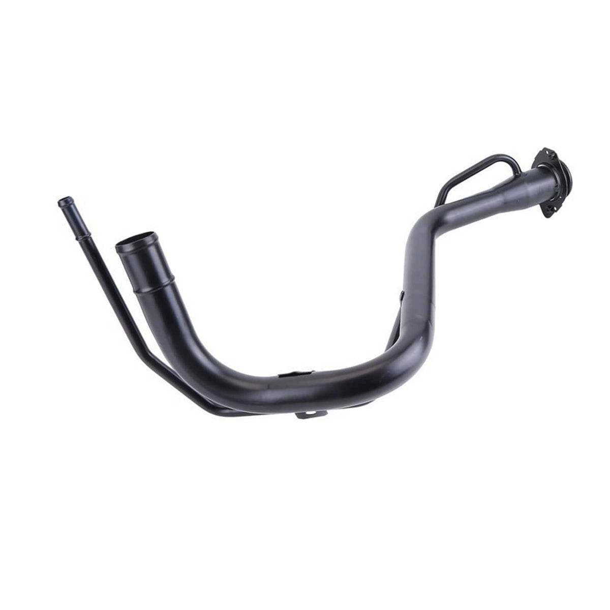Fuel tank filler neck pipe, black metal U-shaped tube with mounting bracket