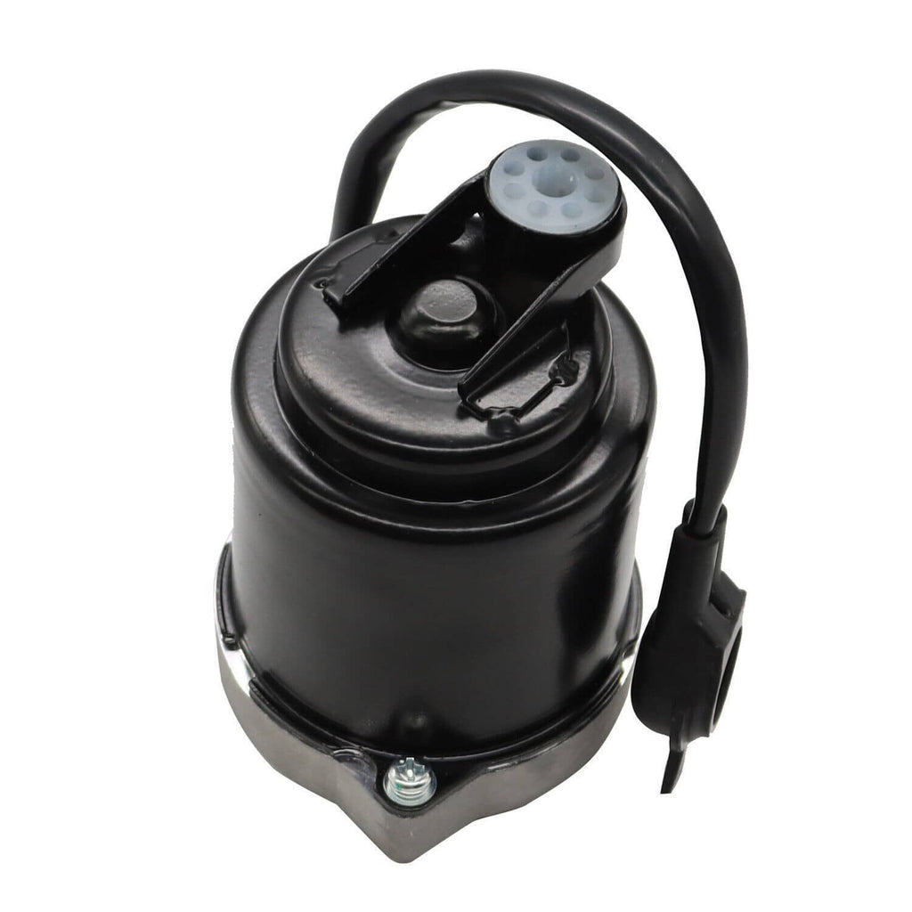 Brake pump motor with black housing, mounting bracket, and wiring connector
