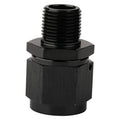 Black 10AN flare swivel to 3/8 NPT male adapter fitting with threaded connections