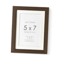 Walnut oak 5x7 photo frame with white mat and clear front