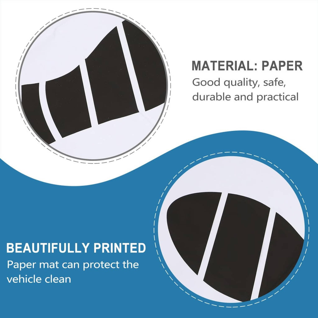 Disposable paper foot mat graphic featuring circular black striped footprint icons