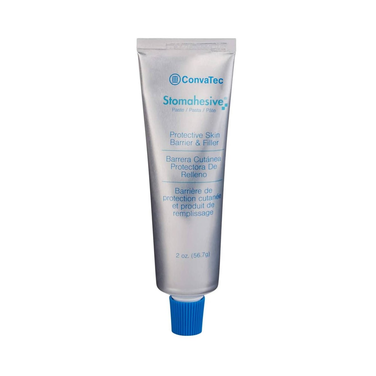 Protective skin barrier paste tube, 2 oz, blue ribbed cap