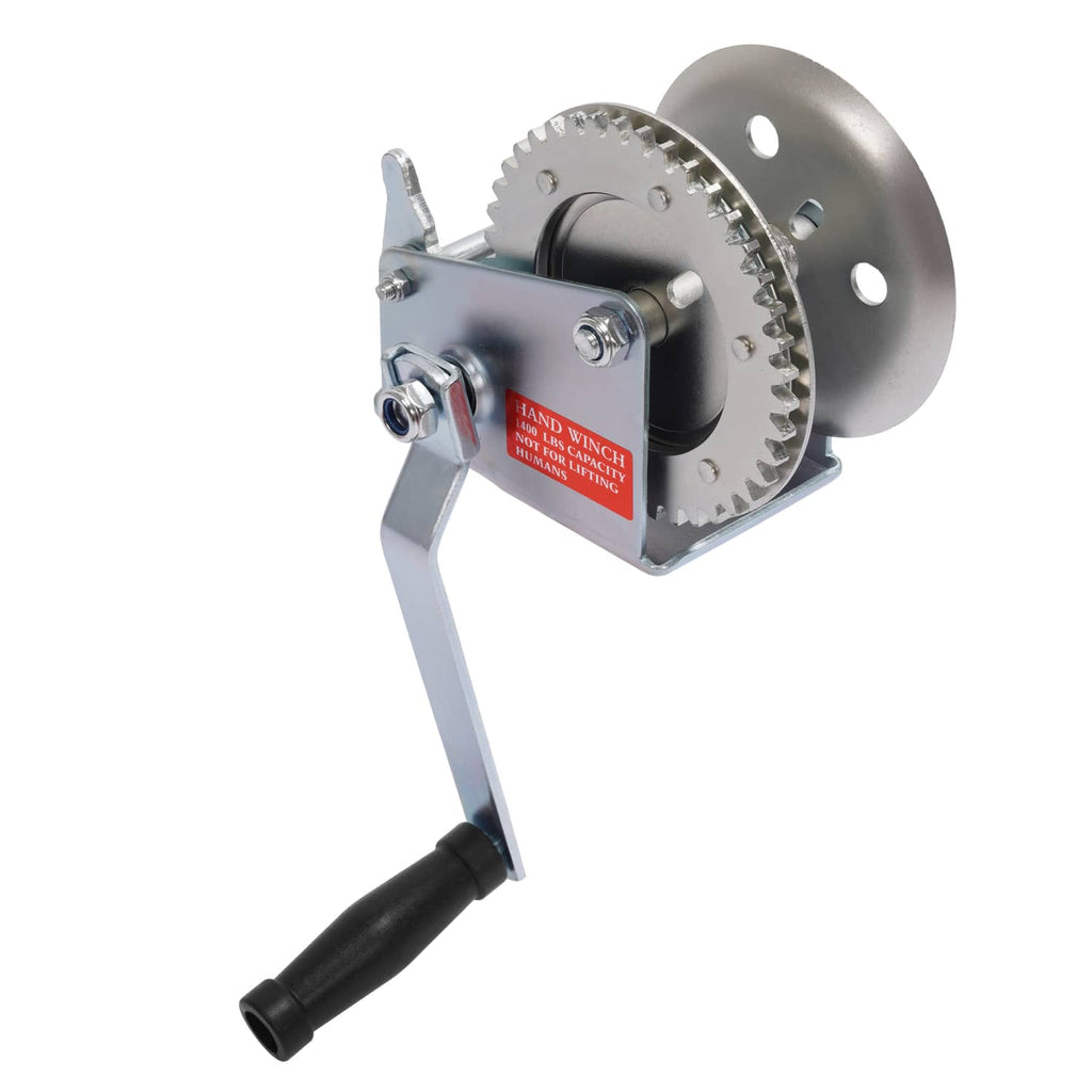 Galvanized steel hand pulling winch with crank handle and toothed gear wheel