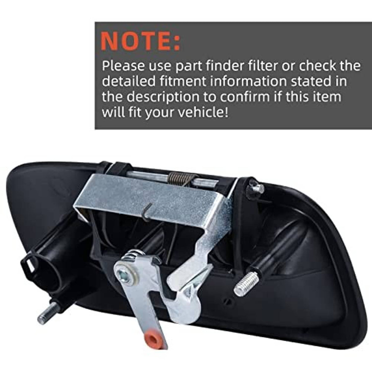 Exterior door handle inner latch with metal bracket, springs, and black casing