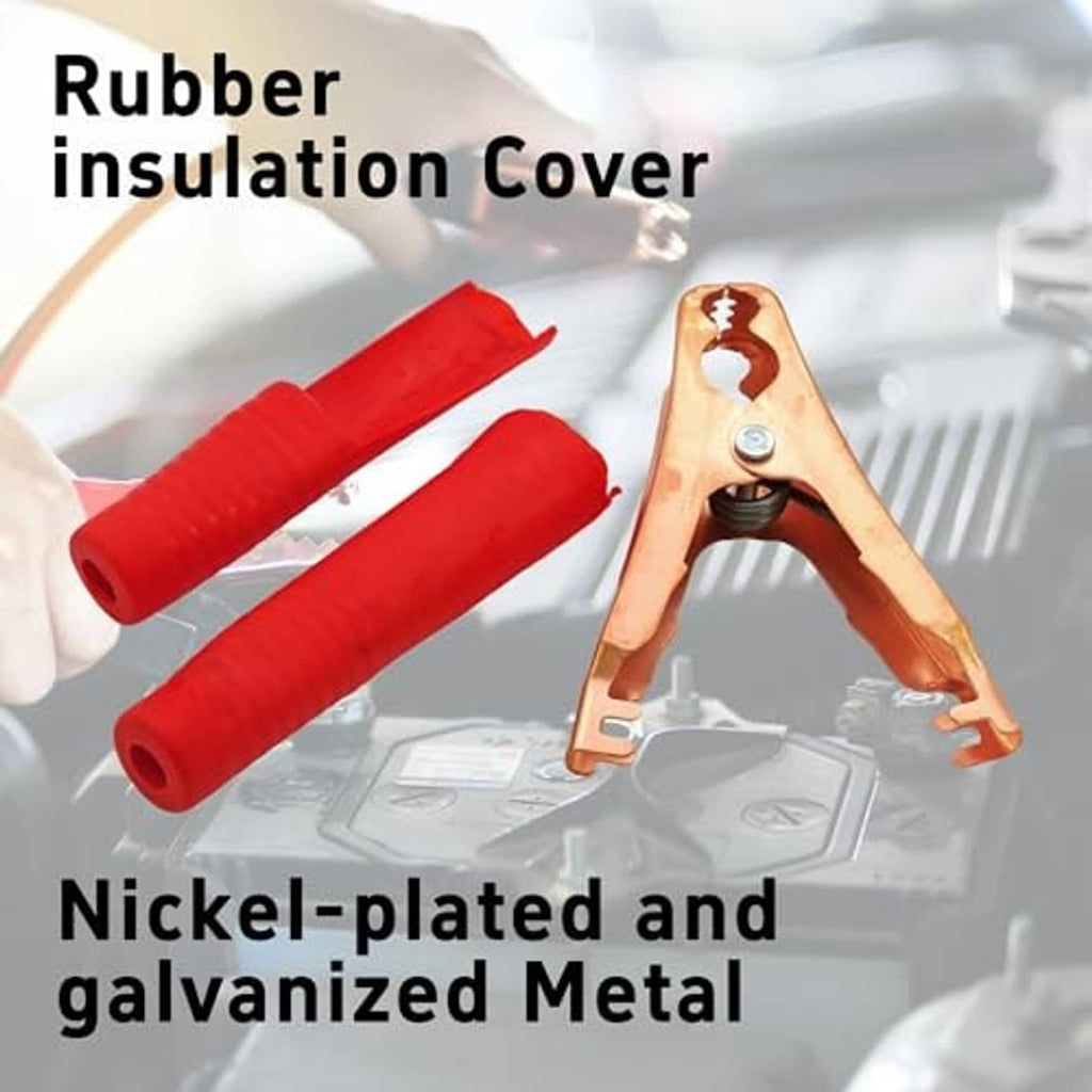 Insulated alligator clips with rubber insulation covers and copper jaws, red and black