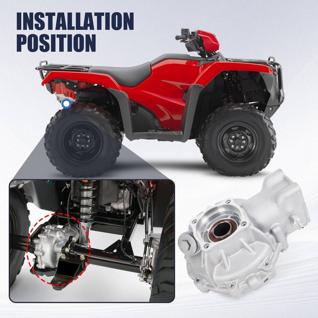 Rear differential gear case with installation position cutaway inset