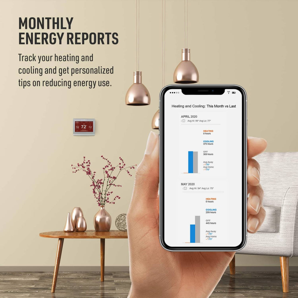 Gray Wi-Fi smart color thermostat with digital temperature readout