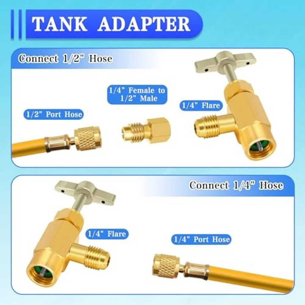 Brass tank adapter kit diagram with hose and flare connection ports