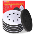 5-inch 8-hole orbital sander interface pads, black and white foam discs (stacked)
