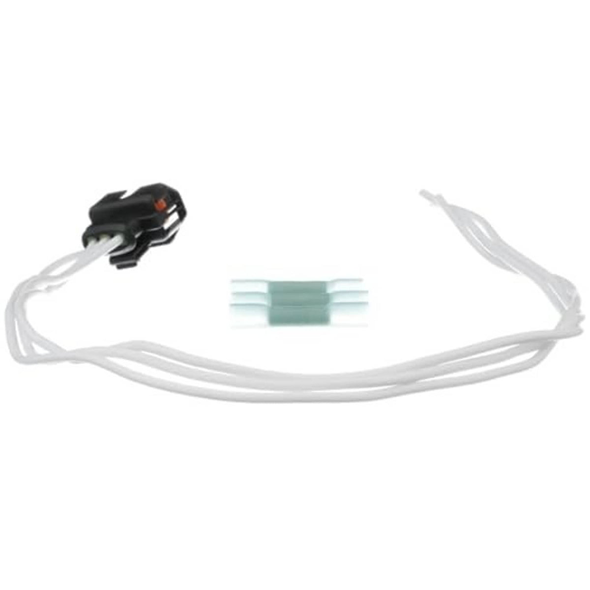 Cam sensor wiring pigtail with black plug, light green coupler and white lead wires