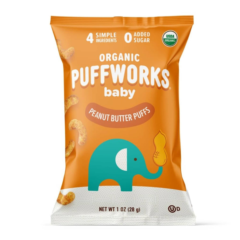 Organic baby peanut butter puff snack pouch, USDA Organic, 1 oz