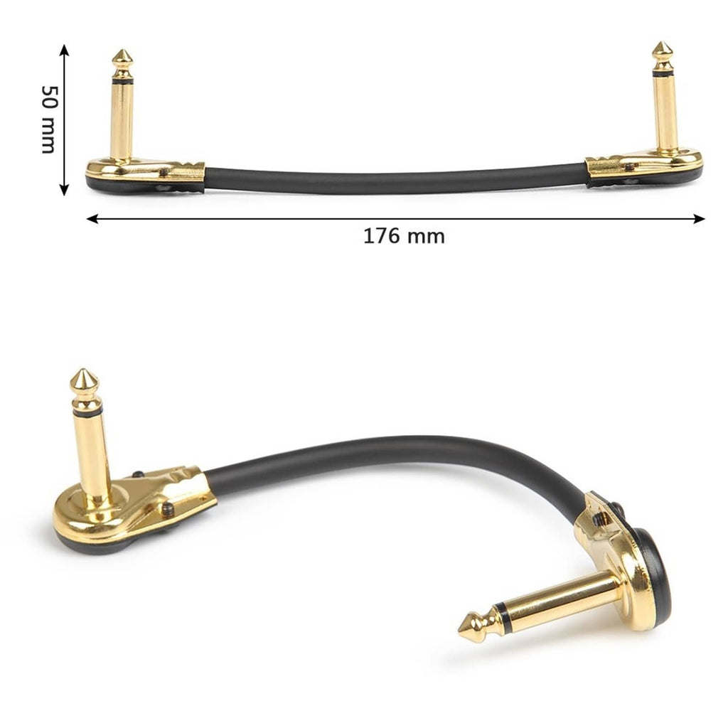 Guitar patch cable with gold 1/4 plugs; shows 176 mm and 50 mm measurements