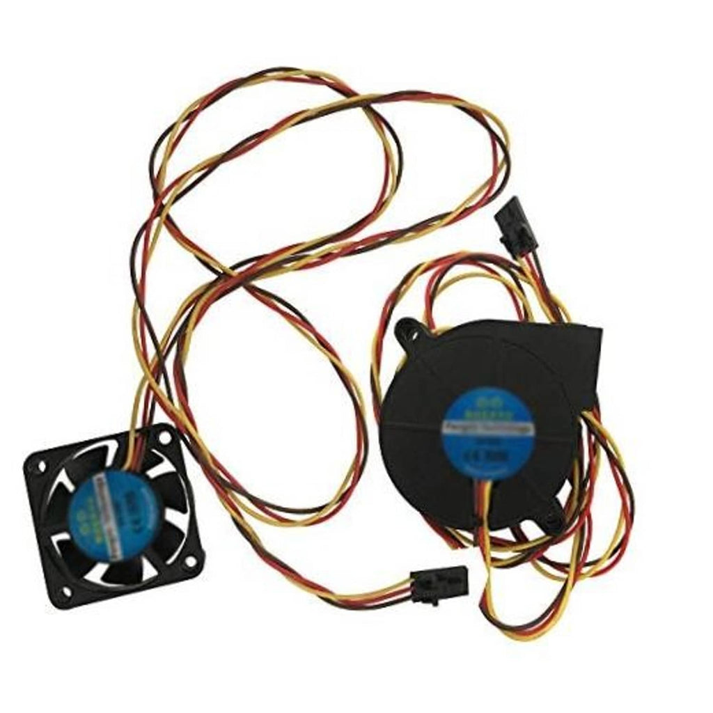 2-pack DC blower fans with black housings and multicolor wire leads