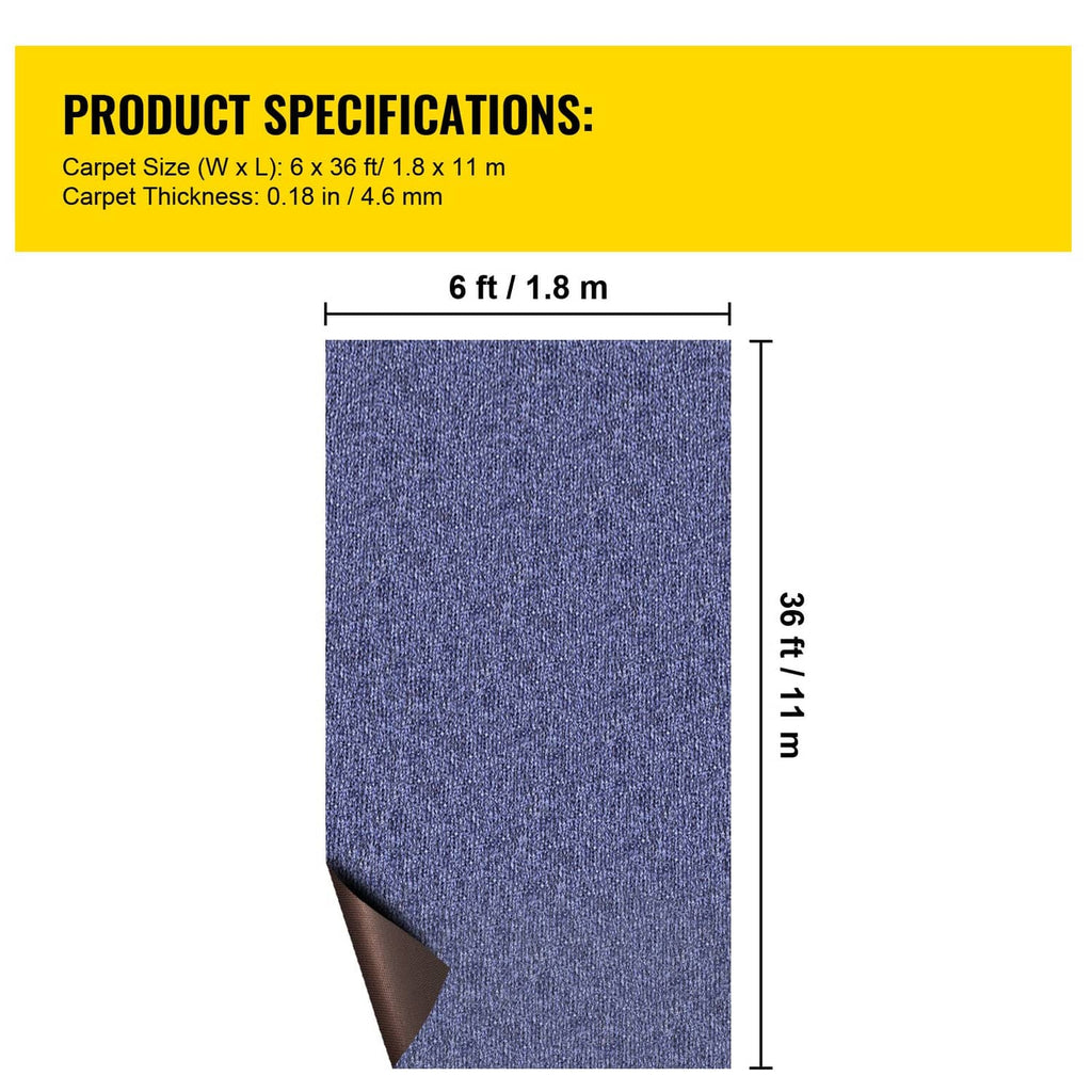 Rectangular blue marine rug size diagram with rolled edge shown