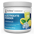 Dr. Berg electrolyte powder tub, lemonade flavor, white jar with blue label