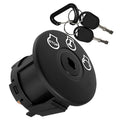 Black ignition switch with two keys and key ring, 3-position