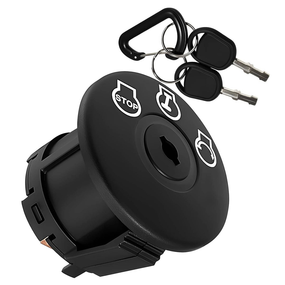 Black ignition switch with two keys and key ring, 3-position