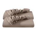 Taupe twin XL fitted sheet set, two microfiber sheets with elastic ruffled edges