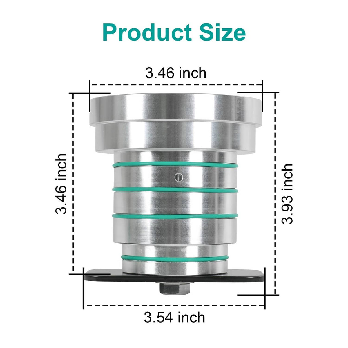 Drum testing tool side view with stacked metal rings and circular mounting base