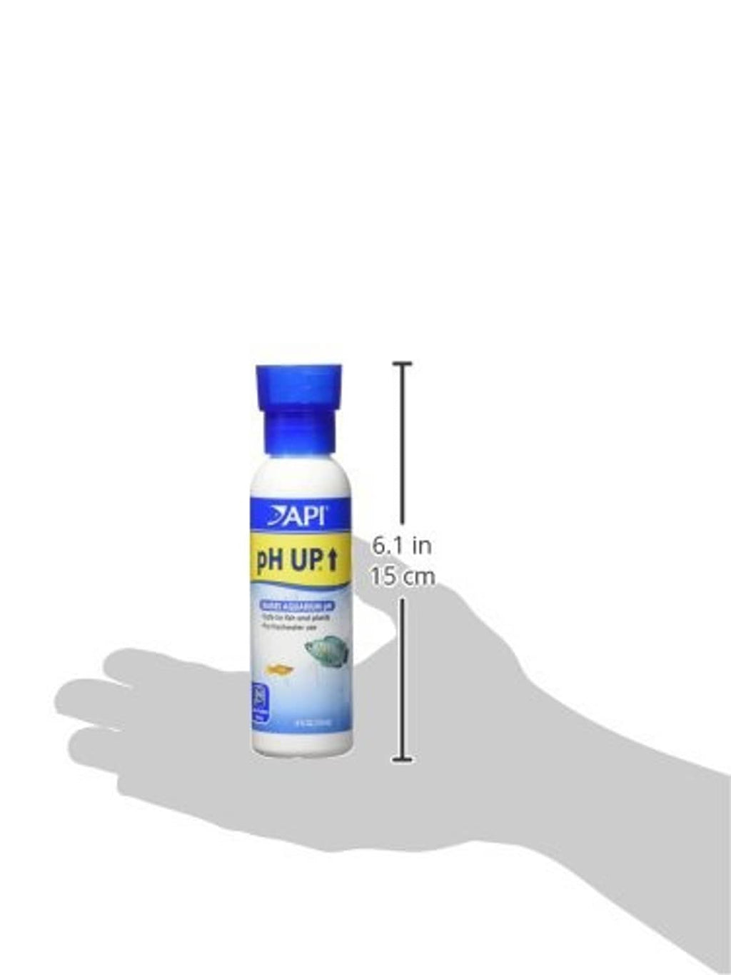 API pH UP bottle with height size diagram, 6.1 in