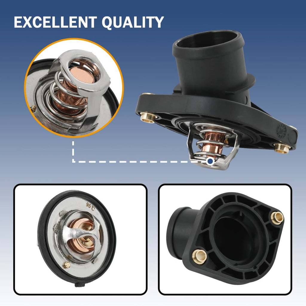 Black thermostat housing with copper-colored spring valve and side mounting tabs