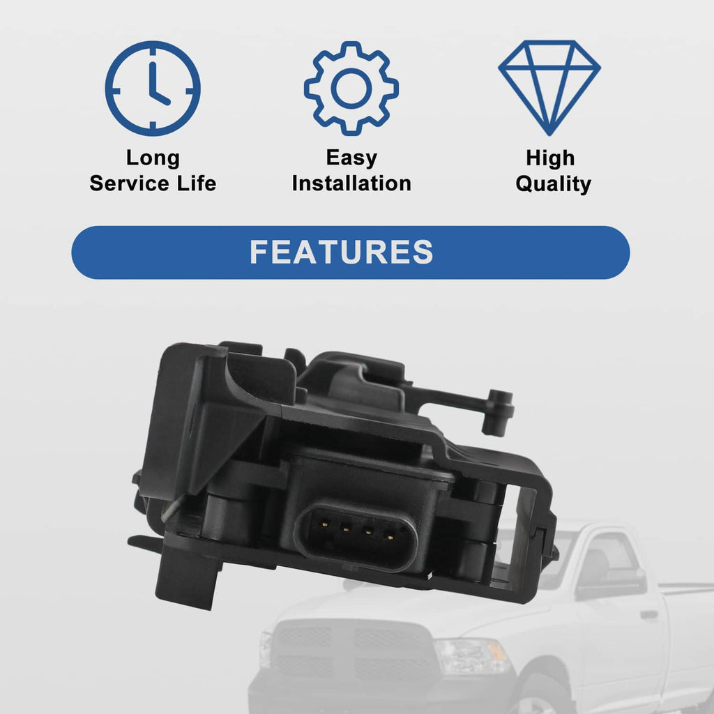 Active grille shutter actuator motor, black component with front mounting tabs