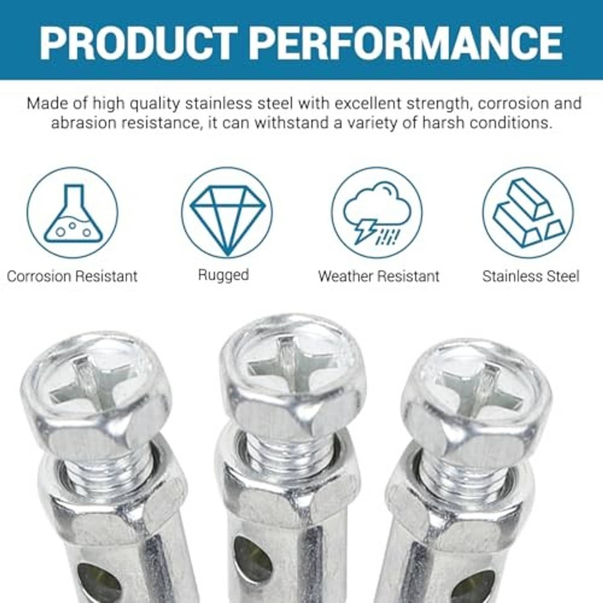 Stainless steel throttle cable end connectors with hex heads and oval loop holes