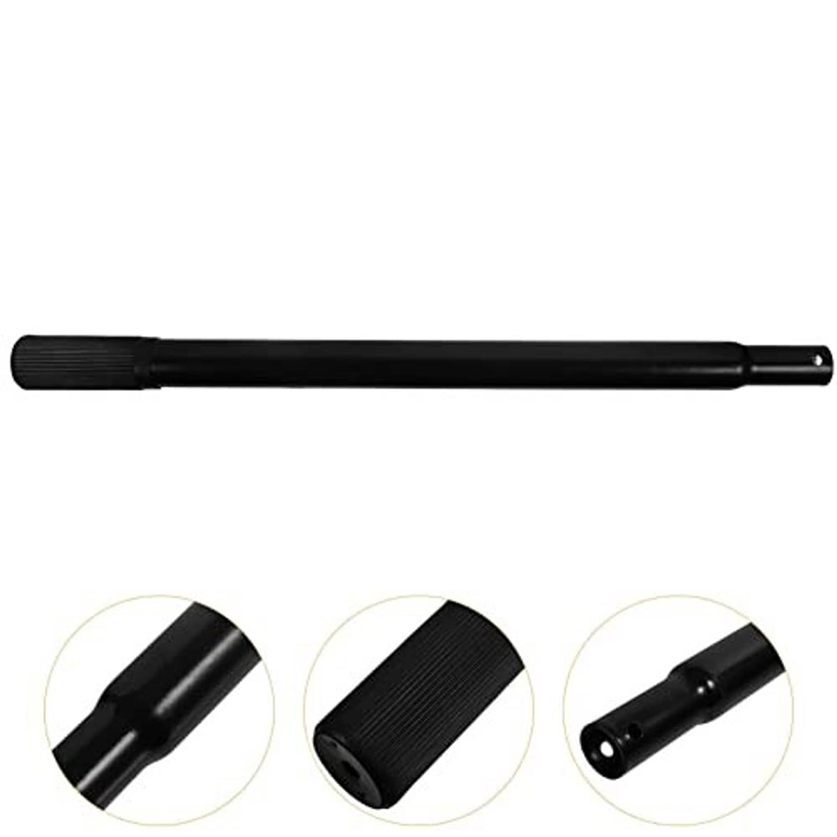 Black floor jack handle replacement bar with textured grip and round end hole