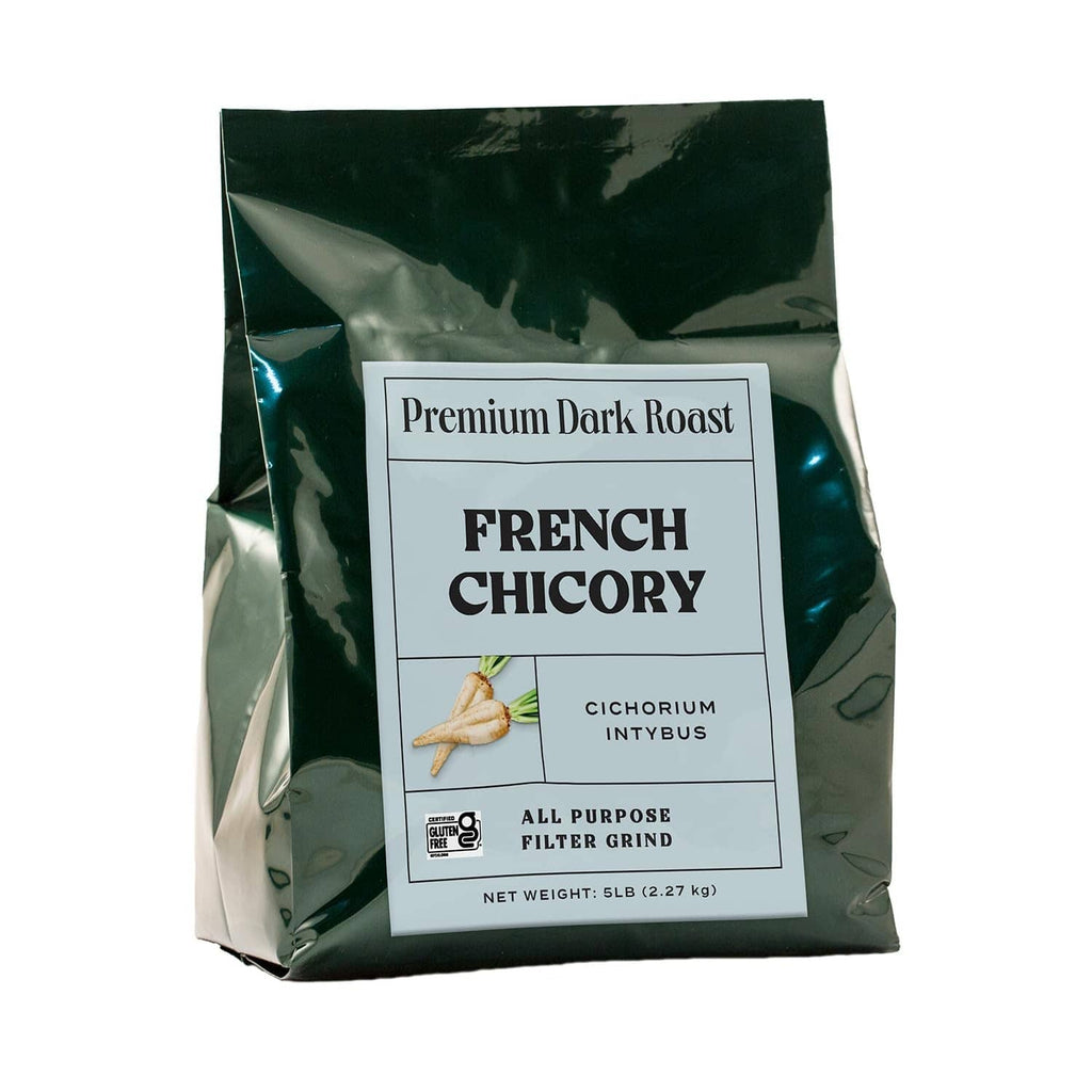 Dark roast chicory root bag, all-purpose filter grind, 5 lb