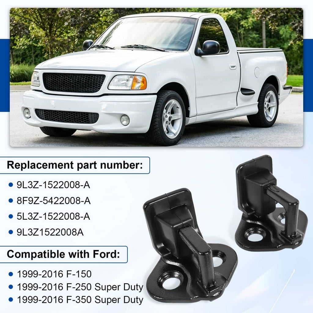 Black anti-rattle door lock striker brackets with mounting screws