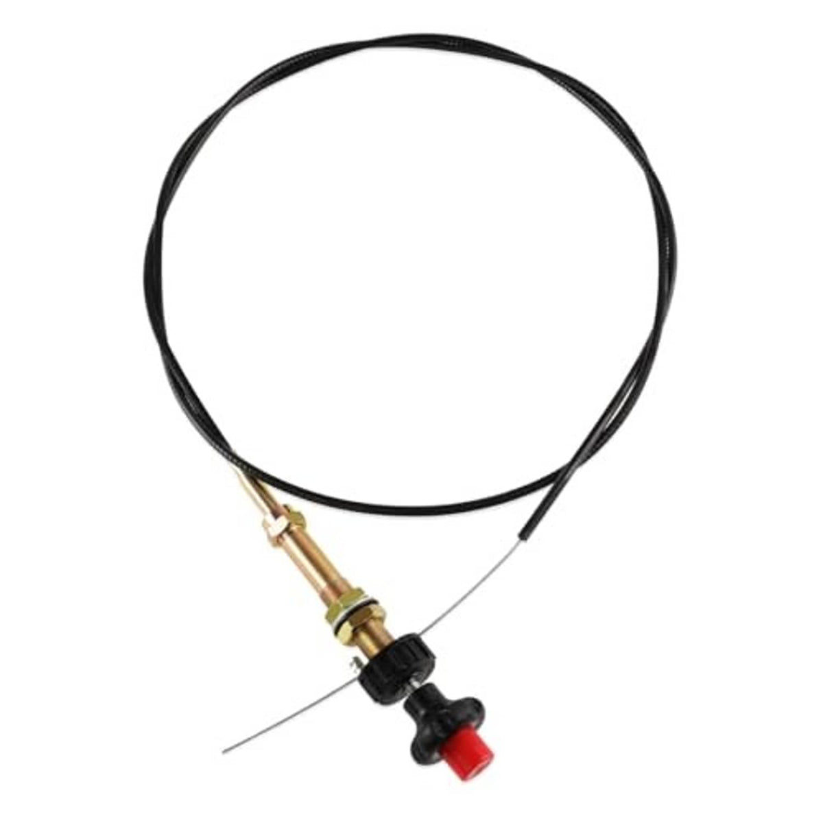 Throttle locking control cable, black cable with brass connector and red release tip