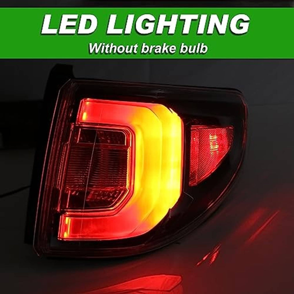 LED right tail light with illuminated red glow inside clear and dark housing