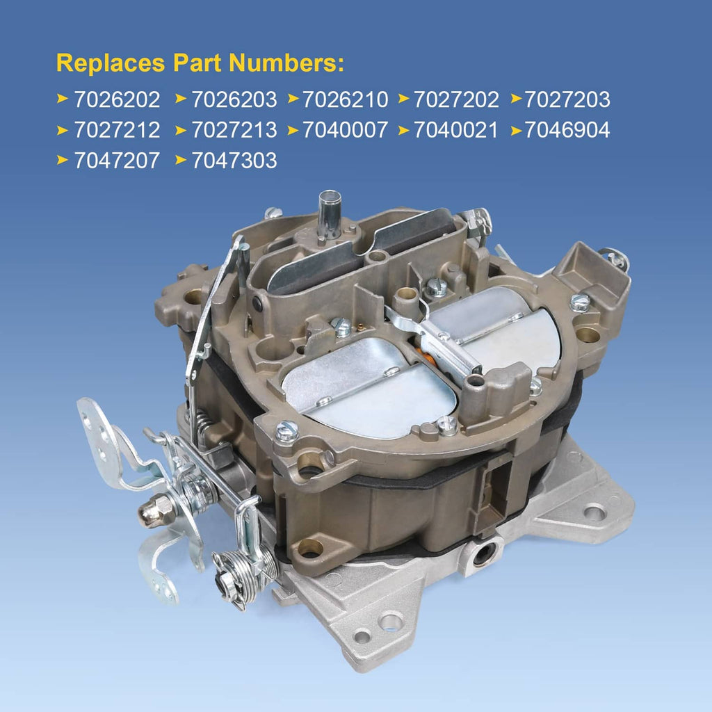 Quadrajet 4MV carburetor with twin intake openings and side mounting brackets
