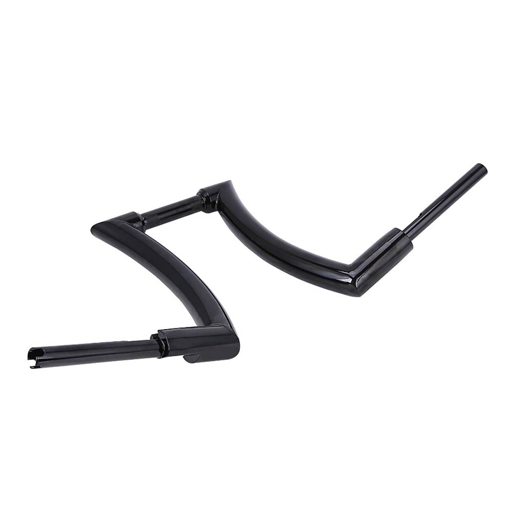 Black curved motorcycle handlebars set with mounting hardware brackets