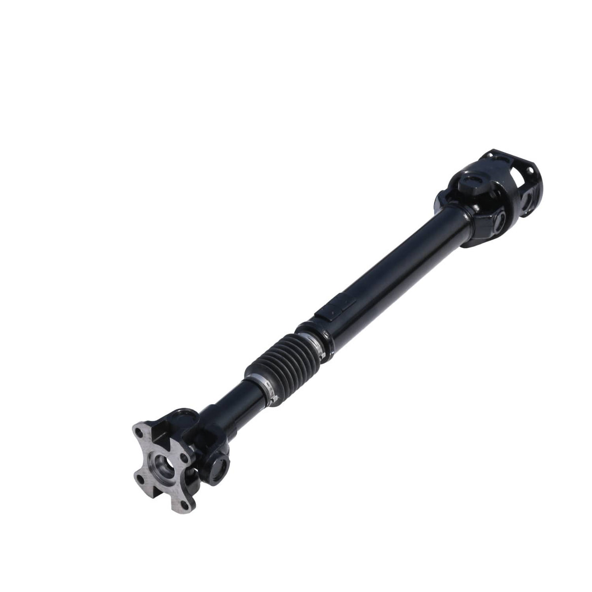 Front drive shaft assembly with splined joint ends and black metal shaft