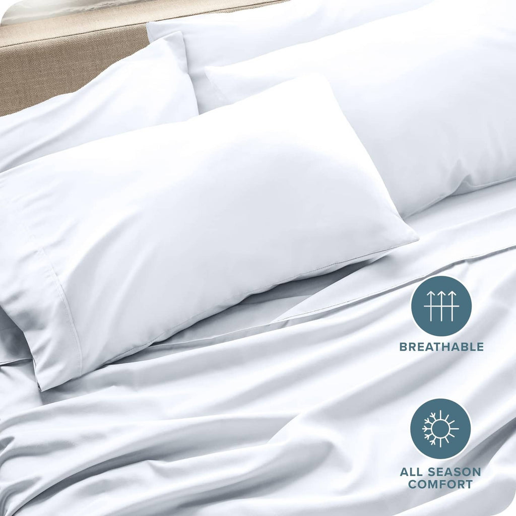White pillowcases with breathable, wrinkle-smooth look and stitched seams