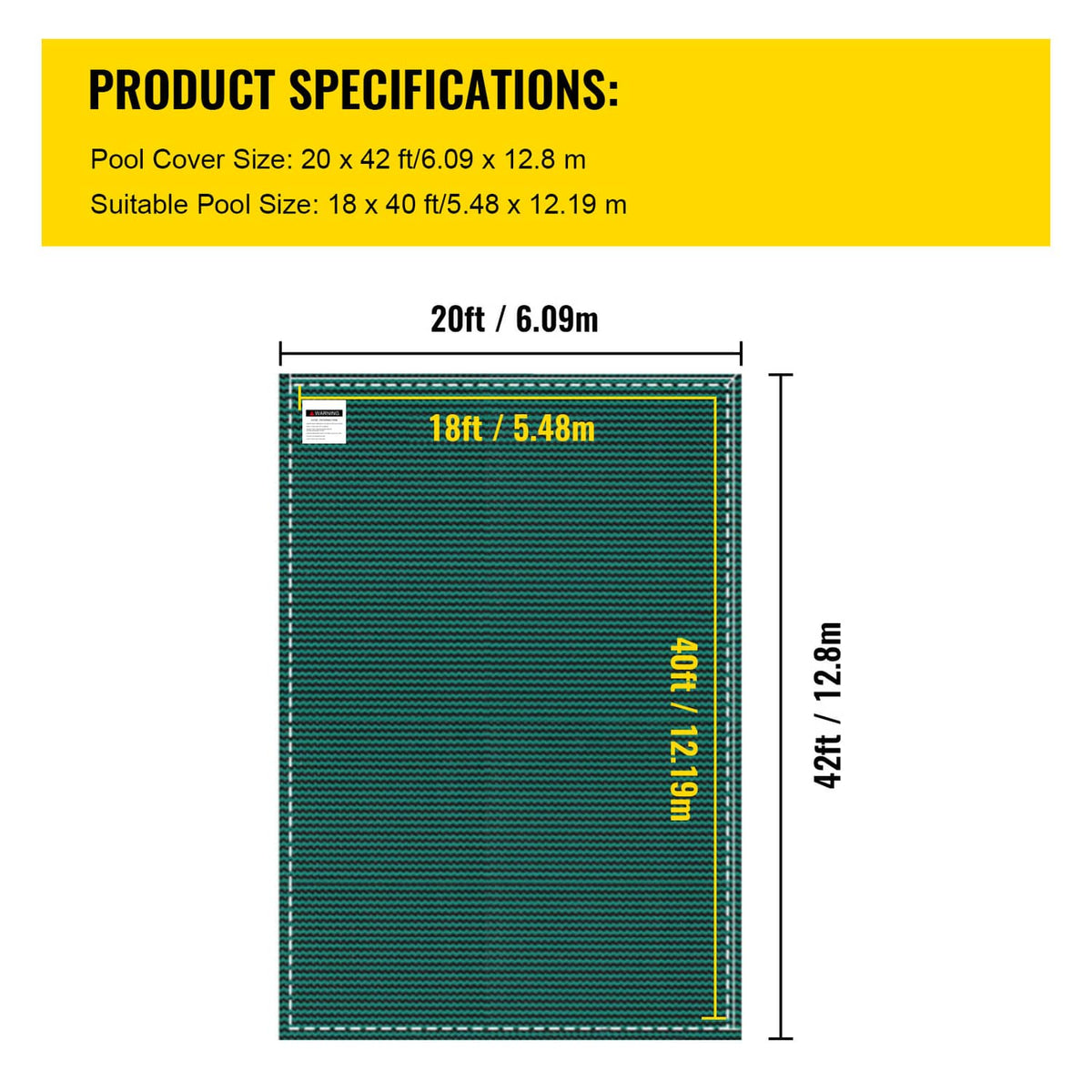 Green mesh pool safety cover for 20 x 42 ft inground pools