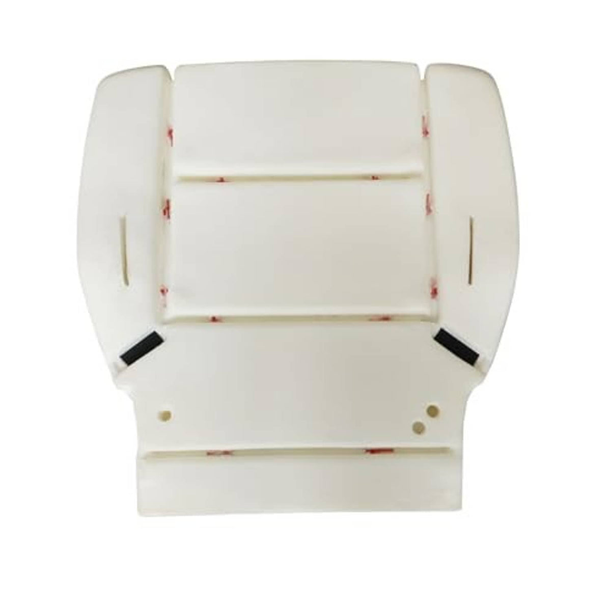 Cream foam seat cushion insert with red-stitched panels and front edge tabs