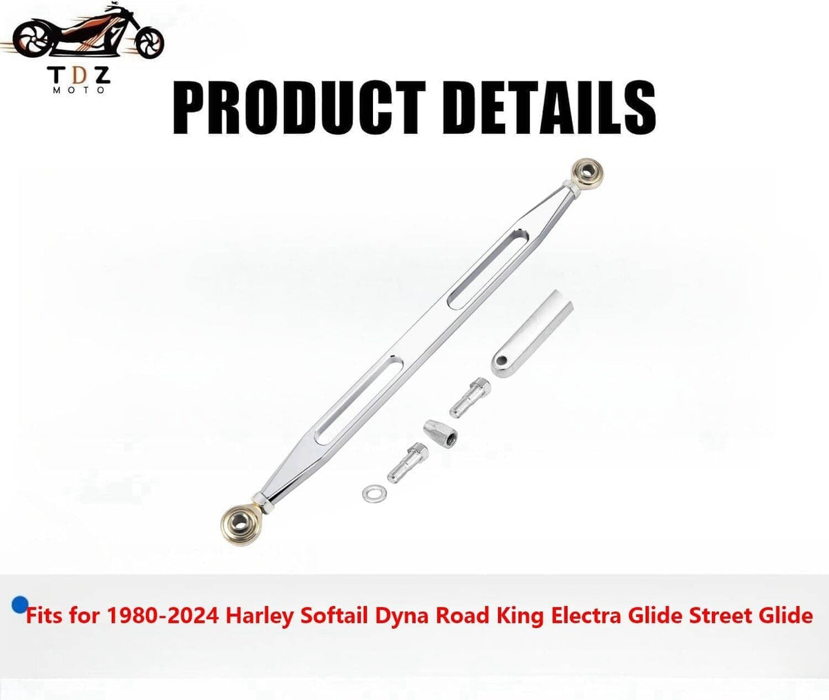 Chrome shift linkage rod with small mounting hardware pieces