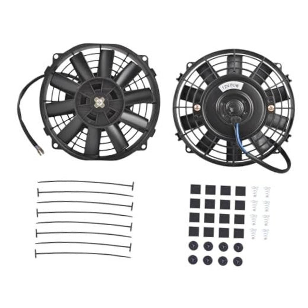 7-inch electric radiator cooling fan kit, black push-pull fan with wire leads