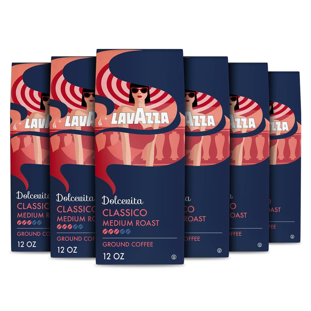 Ground coffee bags, blue and red Dolcevita Classic 12 oz pack of six