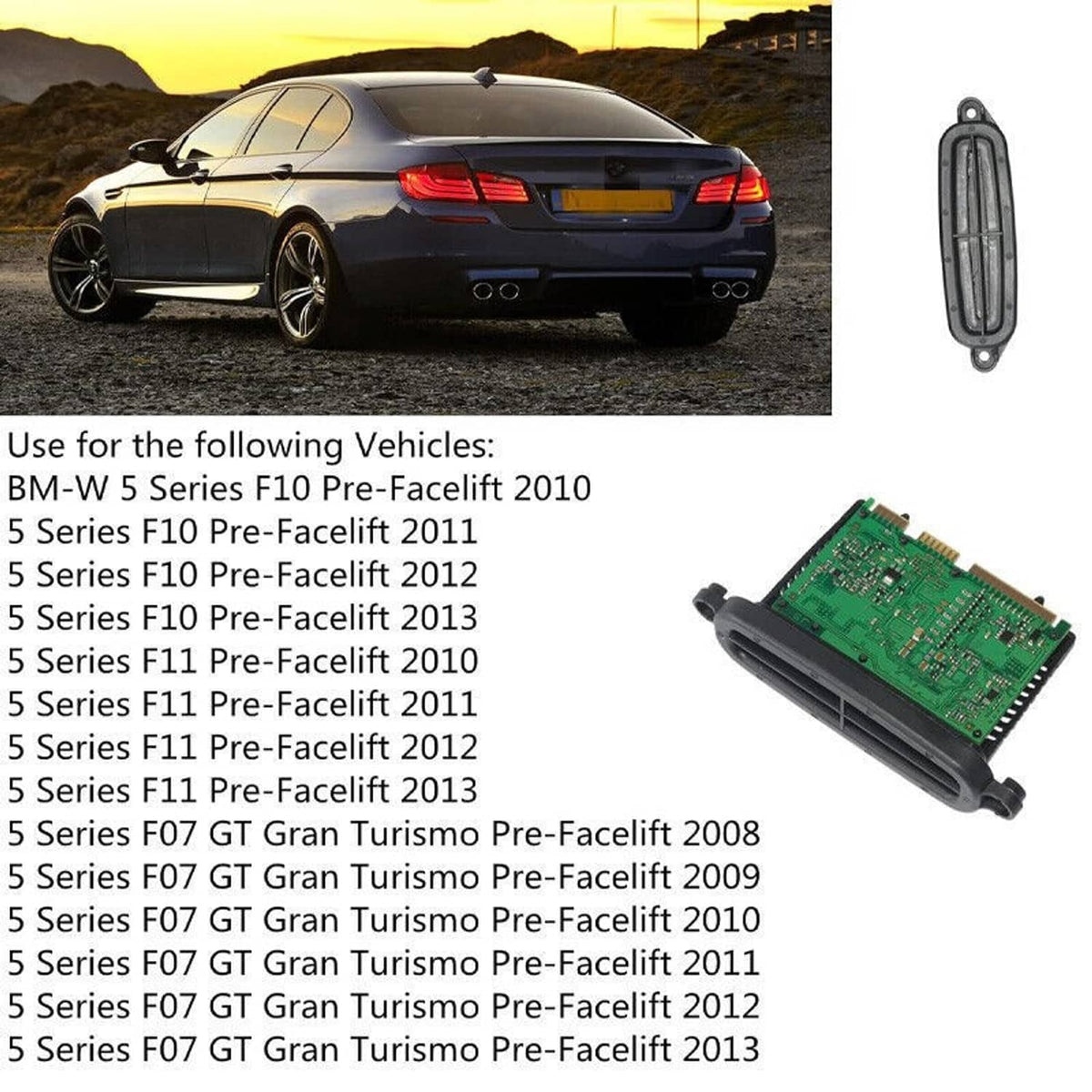 Adaptive headlight control module circuit board in black housing with angled orientation
