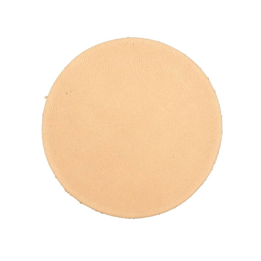 Round vegetable-tan leather disc, light tan