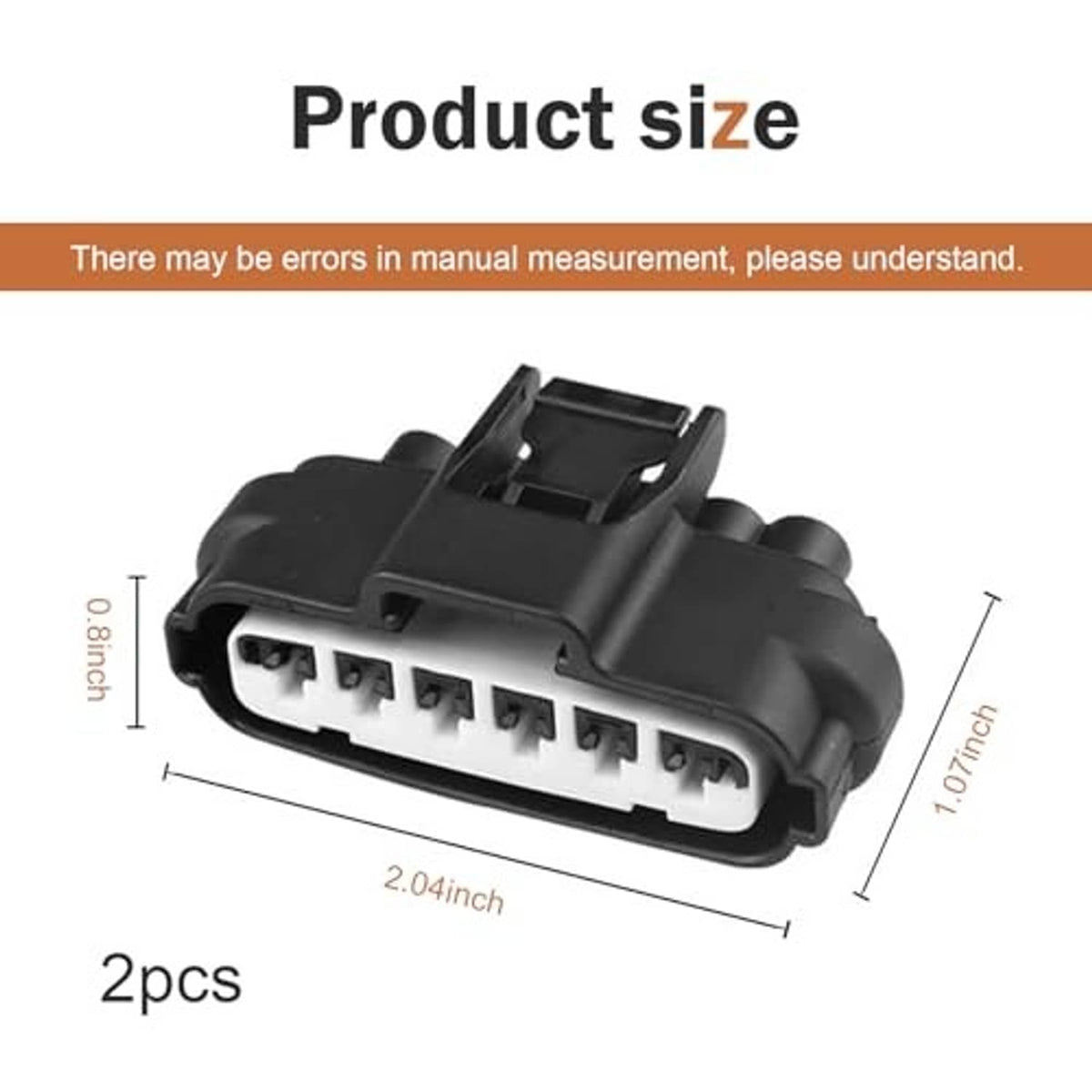 Black 6-pin connector housings with multi-terminal insert and wire harness
