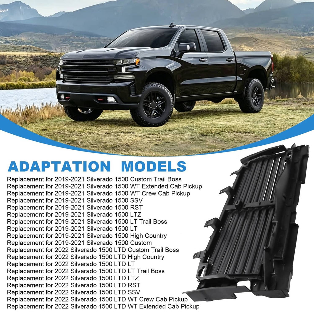 Black grille shutter panel with horizontal louvers, shown with vehicle grille area